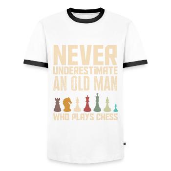 Funny Chess Player Chess Player Gift - Men's Ringer Shirt - white/black - Front - AI Model Female 172 light (172cm) & AI Model Male 178 dark (178cm)