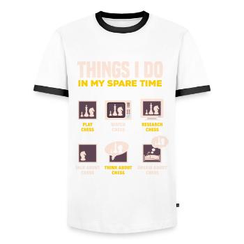 Funny Chess Player Chess Player Gift - Men's Ringer Shirt - white/black - Front - AI Model Female 172 light (172cm) & AI Model Male 178 dark (178cm)