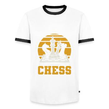 Drôle de joueur d’échecs Cadeau de joueur d’échecs - T-shirt contrasté Homme - blanc/noir - Devant - AI Model Female 172 light (172cm) & AI Model Male 178 dark (178cm)