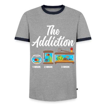 Funny Aquarist Aquarist Aquarium Gift - Men's Ringer Shirt - grey/navy  - Front - AI Model Female 172 light (172cm) & AI Model Male 178 light (178cm)