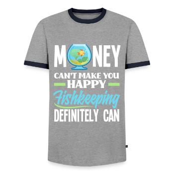 Funny Aquarist Aquarist Aquarium Gift - Men's Ringer Shirt - grey/navy  - Front - AI Model Female 172 light (172cm) & AI Model Male 178 light (178cm)