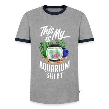 Funny Aquarist Aquarist Aquarium Gift - Men's Ringer Shirt - grey/navy  - Front - AI Model Female 172 light (172cm) & AI Model Male 178 light (178cm)