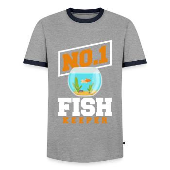 Funny Aquarist Aquarist Aquarium Gift - Men's Ringer Shirt - grey/navy  - Front - AI Model Female 172 light (172cm) & AI Model Male 178 light (178cm)