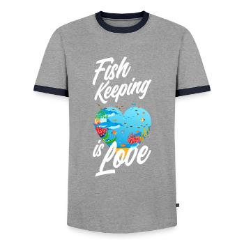 Funny Aquarist Aquarist Aquarium Gift - Men's Ringer Shirt - grey/navy  - Front - AI Model Female 172 light (172cm) & AI Model Male 178 light (178cm)