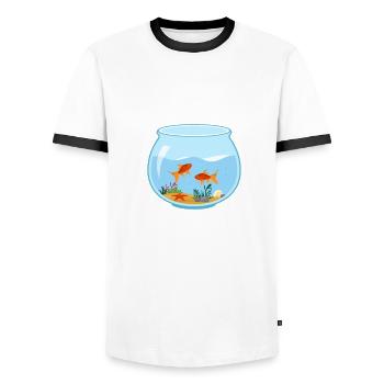 Lustiges Aquarist Aquarianer Aquarium Geschenk - Männer Kontrast-T-Shirt - Weiß/Schwarz - Vorne - AI Model Female 172 light (172cm) & AI Model Male 178 dark (178cm)