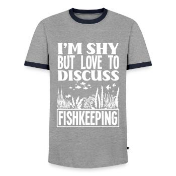 Funny Aquarist Aquarist Aquarium Gift - Men's Ringer Shirt - grey/navy  - Front - AI Model Female 172 light (172cm) & AI Model Male 178 light (178cm)