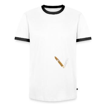 Cigar And Beard Cigar Smoker Gift - Men's Ringer Shirt - white/black - Front - AI Model Female 172 light (172cm) & AI Model Male 178 dark (178cm)
