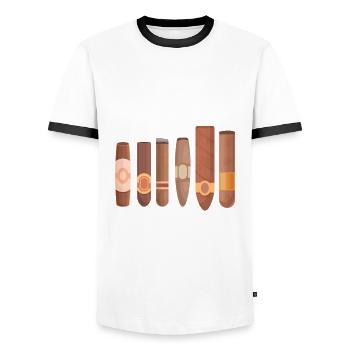 Lustiges Zigarre Rauchen Zigarrenraucher Geschenk - Männer Kontrast-T-Shirt - Weiß/Schwarz - Vorne - AI Model Female 172 light (172cm) & AI Model Male 178 dark (178cm)