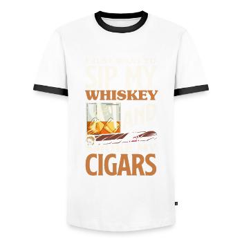Zigarrenraucher Papa Zigarren Rauchen Geschenk - Männer Kontrast-T-Shirt - Weiß/Schwarz - Vorne - AI Model Female 172 light (172cm) & AI Model Male 178 dark (178cm)