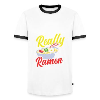 Ich Mag Halt Einfach Ramen Ok Lustiges Ramen - Männer Kontrast-T-Shirt - Weiß/Schwarz - Vorne - AI Model Female 172 light (172cm) & AI Model Male 178 dark (178cm)
