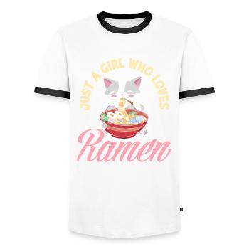 Nur Ein Mädchen Das Ramen und Katzen Liebt - Männer Kontrast-T-Shirt - Weiß/Schwarz - Vorne - AI Model Female 172 light (172cm) & AI Model Male 178 dark (178cm)