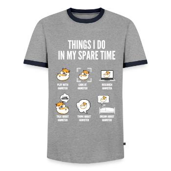 Funny Hamster Gift - Men's Ringer Shirt - grey/navy  - Front - AI Model Female 172 light (172cm) & AI Model Male 178 light (178cm)