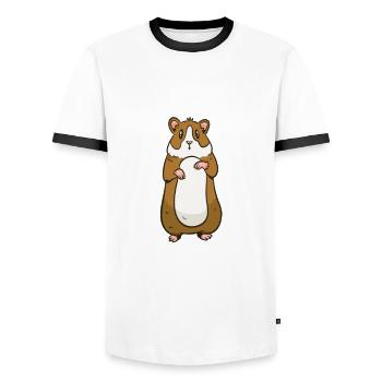 I love my hamster - Men's Ringer Shirt - white/black - Front - AI Model Female 172 light (172cm) & AI Model Male 178 dark (178cm)