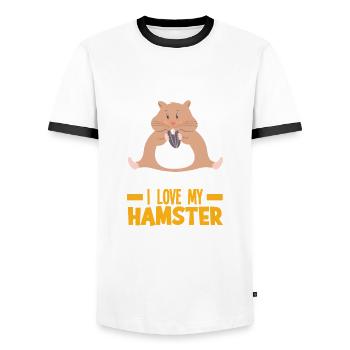 Drôle de cadeau de hamster - T-shirt contrasté Homme - blanc/noir - Devant - AI Model Female 172 light (172cm) & AI Model Male 178 dark (178cm)