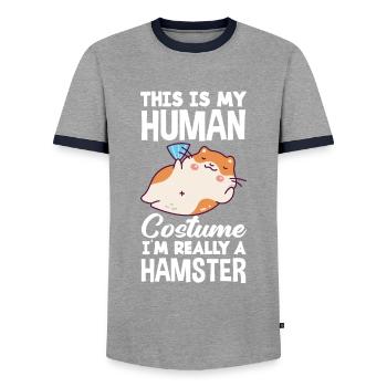 Funny Hamster Gift - Men's Ringer Shirt - grey/navy  - Front - AI Model Female 172 light (172cm) & AI Model Male 178 light (178cm)
