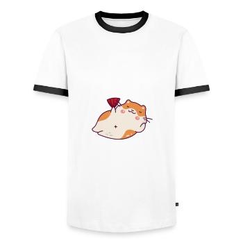 Drôle de cadeau de hamster - T-shirt contrasté Homme - blanc/noir - Devant - AI Model Female 172 light (172cm) & AI Model Male 178 dark (178cm)