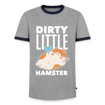 Funny Hamster Gift - Men's Ringer Shirt - grey/navy  - Front - AI Model Female 172 light (172cm) & AI Model Male 178 light (178cm)