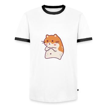 Drôle de cadeau de hamster - T-shirt contrasté Homme - blanc/noir - Devant - AI Model Female 172 light (172cm) & AI Model Male 178 dark (178cm)