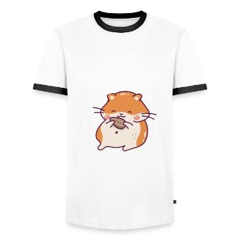 Drôle de cadeau de hamster - T-shirt contrasté Homme - blanc/noir - Devant - AI Model Female 172 light (172cm) & AI Model Male 178 dark (178cm)