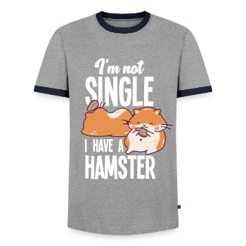 Funny Hamster Gift - Men's Ringer Shirt - grey/navy  - Front - AI Model Female 172 light (172cm) & AI Model Male 178 light (178cm)