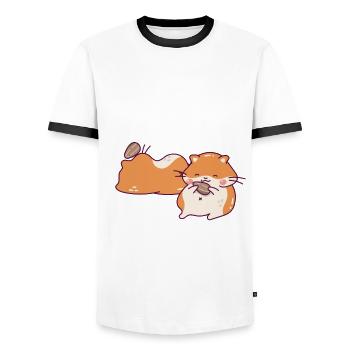 Drôle de cadeau de hamster - T-shirt contrasté Homme - blanc/noir - Devant - AI Model Female 172 light (172cm) & AI Model Male 178 dark (178cm)