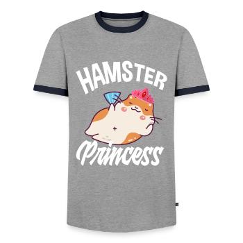 Funny Hamster Gift - Men's Ringer Shirt - grey/navy  - Front - AI Model Female 172 light (172cm) & AI Model Male 178 light (178cm)
