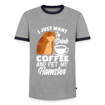 Funny Hamster Gift - Men's Ringer Shirt - grey/navy  - Front - AI Model Female 172 light (172cm) & AI Model Male 178 light (178cm)