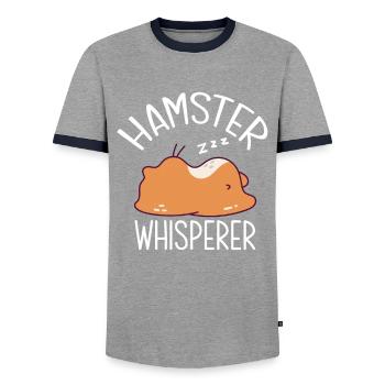 Funny Hamster Gift - Men's Ringer Shirt - grey/navy  - Front - AI Model Female 172 light (172cm) & AI Model Male 178 light (178cm)