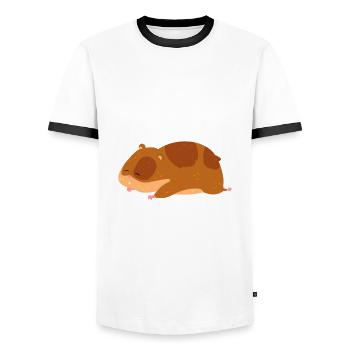 Drôle de cadeau de hamster - T-shirt contrasté Homme - blanc/noir - Devant - AI Model Female 172 light (172cm) & AI Model Male 178 dark (178cm)