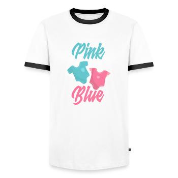 Pink Or Blue Gender Reveal Baby Party Grandma - Men's Ringer Shirt - white/black - Front - AI Model Female 172 light (172cm) & AI Model Male 178 dark (178cm)