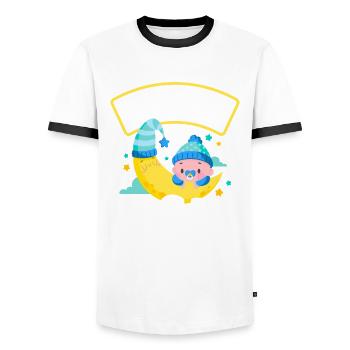 Team Boy Young Gender Reveal Party - Men's Ringer Shirt - white/black - Front - AI Model Female 172 light (172cm) & AI Model Male 178 dark (178cm)