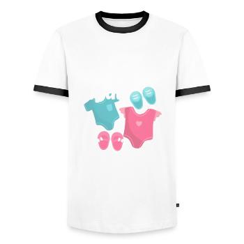 Gardien du Gender Gender Reveal Party - T-shirt contrasté Homme - blanc/noir - Devant - AI Model Female 172 light (172cm) & AI Model Male 178 dark (178cm)