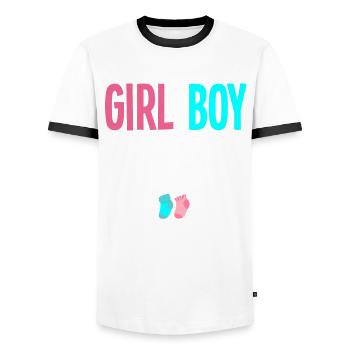 Girl or boy mom and dad love you - Men's Ringer Shirt - white/black - Front - AI Model Female 172 light (172cm) & AI Model Male 178 dark (178cm)