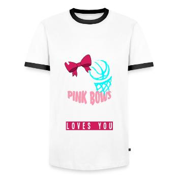 Le genre rose ou bleu révèle le neveu de Baby Party - T-shirt contrasté Homme - blanc/noir - Devant - AI Model Female 172 light (172cm) & AI Model Male 178 dark (178cm)