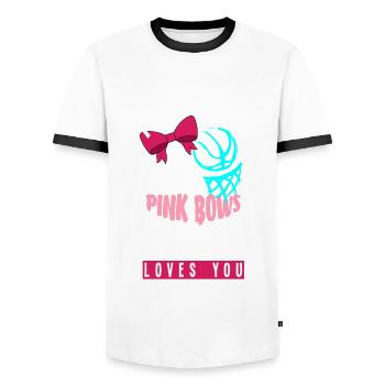 Le genre rose ou bleu révèle baby party grand-père - T-shirt contrasté Homme - blanc/noir - Devant - AI Model Female 172 light (172cm) & AI Model Male 178 dark (178cm)