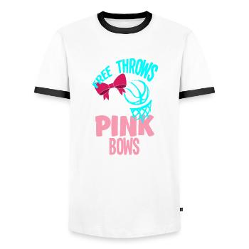 Le sexe rose ou bleu révèle la tante de la fête de bébé - T-shirt contrasté Homme - blanc/noir - Devant - AI Model Female 172 light (172cm) & AI Model Male 178 dark (178cm)