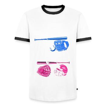 Pink Or Blue Gender Reveal Baby Party - Männer Kontrast-T-Shirt - Weiß/Schwarz - Vorne - AI Model Female 172 light (172cm) & AI Model Male 178 dark (178cm)