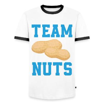 Pink Or Blue Gender Reveal Baby Party Team Boy - Männer Kontrast-T-Shirt - Weiß/Schwarz - Vorne - AI Model Female 172 light (172cm) & AI Model Male 178 dark (178cm)