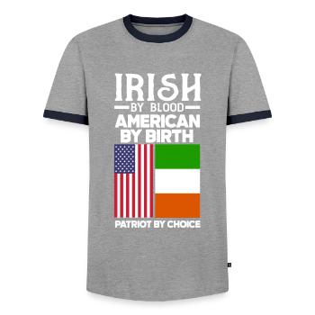 Irish Ireland St.Patrick's Day Gift - T-shirt contrasté Homme - gris/marine  - Devant - AI Model Female 172 light (172cm) & AI Model Male 178 light (178cm)