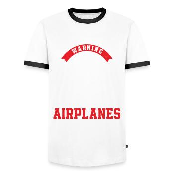 Airplane Aviation Pilot Funny Pilot Gift - Men's Ringer Shirt - white/black - Front - AI Model Female 172 light (172cm) & AI Model Male 178 dark (178cm)