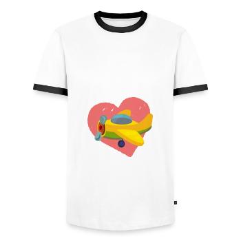 Airplane Aviation Pilot Funny Pilot Gift - Men's Ringer Shirt - white/black - Front - AI Model Female 172 light (172cm) & AI Model Male 178 dark (178cm)