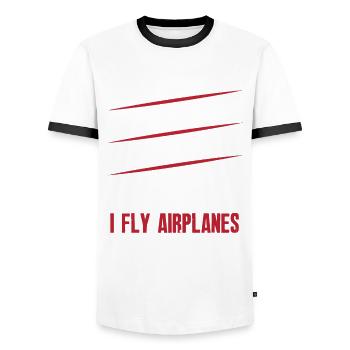 Airplane Aviation Pilot Funny Pilot Gift - Men's Ringer Shirt - white/black - Front - AI Model Female 172 light (172cm) & AI Model Male 178 dark (178cm)