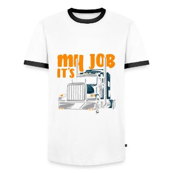 Truck Driver Trucker Truck Driver Driver - Men's Ringer Shirt - white/black - Front - AI Model Female 172 light (172cm) & AI Model Male 178 dark (178cm)