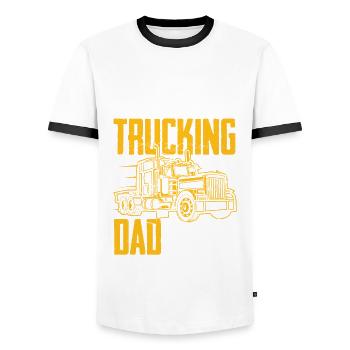 Truck Driver Trucker Truck Driver Driver - Men's Ringer Shirt - white/black - Front - AI Model Female 172 light (172cm) & AI Model Male 178 dark (178cm)