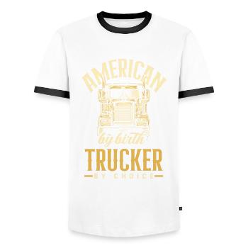 Truck Driver Trucker Truck Driver Driver - Men's Ringer Shirt - white/black - Front - AI Model Female 172 light (172cm) & AI Model Male 178 dark (178cm)