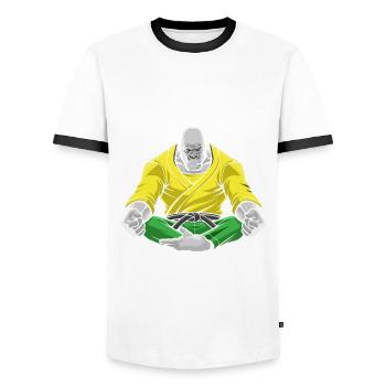 Jiu Jitsu Jiu Jitsu Jiu Jitsu - Men's Ringer Shirt - white/black - Front - AI Model Female 172 light (172cm) & AI Model Male 178 dark (178cm)