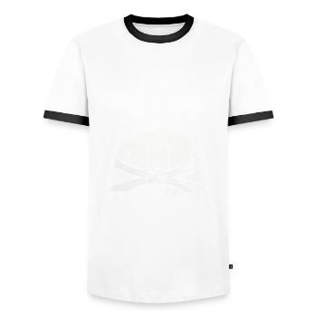 Jiu Jitsu Jiu Jitsu Jiu Jitsu - Men's Ringer Shirt - white/black - Front - AI Model Female 172 light (172cm) & AI Model Male 178 dark (178cm)