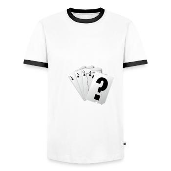 Poker Player Poker Player Poker Gift - Men's Ringer Shirt - white/black - Front - AI Model Female 172 light (172cm) & AI Model Male 178 dark (178cm)