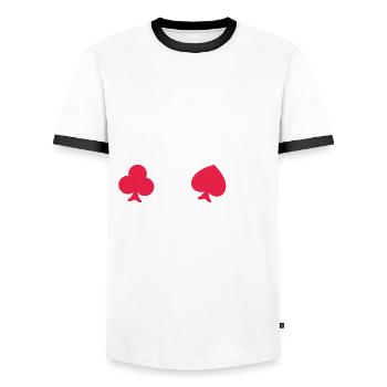 Poker Player Poker Player Poker Gift - Men's Ringer Shirt - white/black - Front - AI Model Female 172 light (172cm) & AI Model Male 178 dark (178cm)
