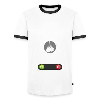 Funny Boxing Boxer Gift - Men's Ringer Shirt - white/black - Front - AI Model Female 172 light (172cm) & AI Model Male 178 dark (178cm)